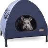 Small Pet Cot House - 22x17x22 Inches, Navy Blue, Elevated Design