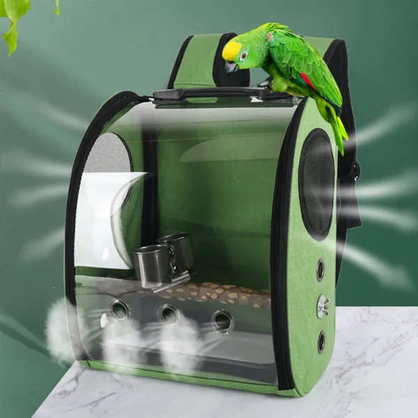 Bird Cage House Parrot Carrier with Perch Feeders Bird Large Space Breathable Portable Travel Bag Transparent Pet Accessories