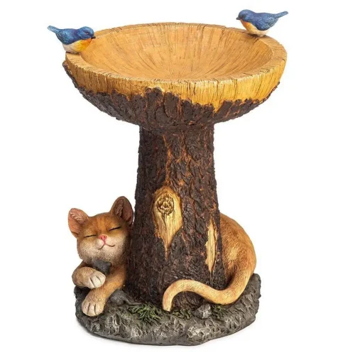 Garden Bird Bath Polyresin Bird Feeder Desktop Ornament For Indoor Outdoor Decoration Resin Crafts Mushroom-shaped Bird Feeder
