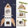 Rocket Cat Tree Tower Multilevel Cat Tree Scratching Sisal Posts, Wooden Cat Tower, Climbing Frame with Cozy Condos, Luxury Nest