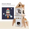 Rocket Cat Tree Tower Multilevel Cat Tree Scratching Sisal Posts, Wooden Cat Tower, Climbing Frame with Cozy Condos, Luxury Nest
