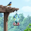 Creative Humming Bird Feeder Hanging Bird Food Feeding Outdoor Stained Glass Bird Hanging Feeder Pet Drinker Water Bowl Decor