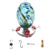 Creative Humming Bird Feeder Hanging Bird Food Feeding Outdoor Stained Glass Bird Hanging Feeder Pet Drinker Water Bowl Decor