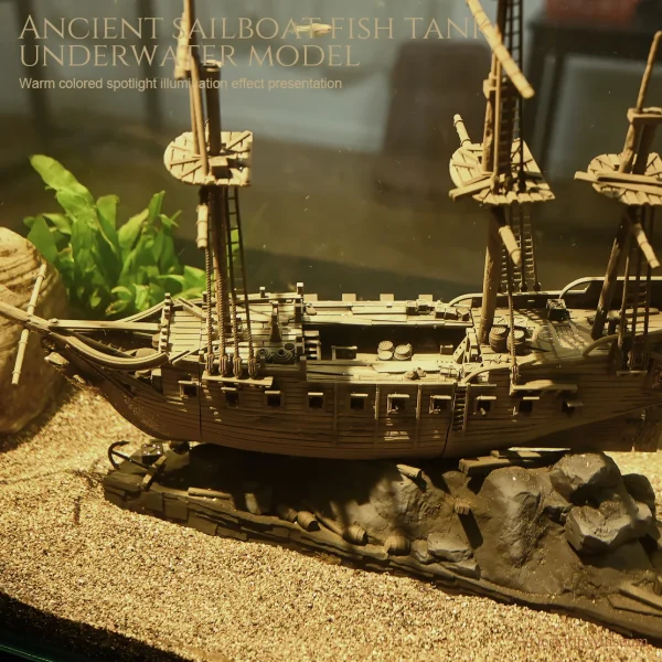 Ocean Exploration Sailboat Water Feature (Total Length: 290mm) Aquatic Habitat Model Decoration Piece LTCP-389