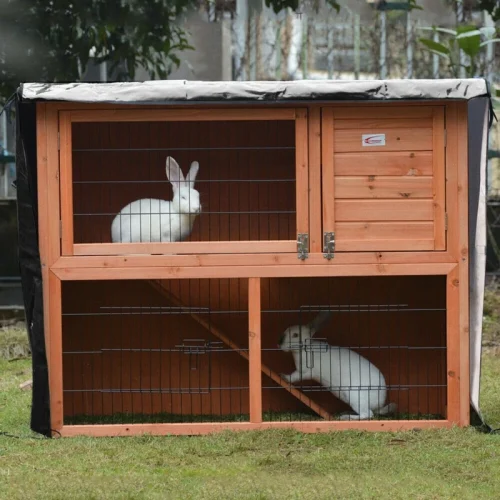 (Only dust cover, no cage)Bunny Hutch Cover Oxford Cloth Outdoor Crate Cover Rabbit Habitat Waterproof Harmful Light Prevent