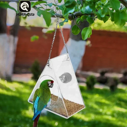Smart Birds Hanging Feeder Acrylic with Camera Home Pet Bird Feeder Transparent 1080P HD Easy Installation Pet Accessories