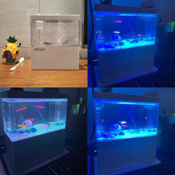 Fish Tank Small Aquascape Ecological Tank Home USB Power Planting Filtration NoWater Change Adjustable Breathing Light Fish Tank