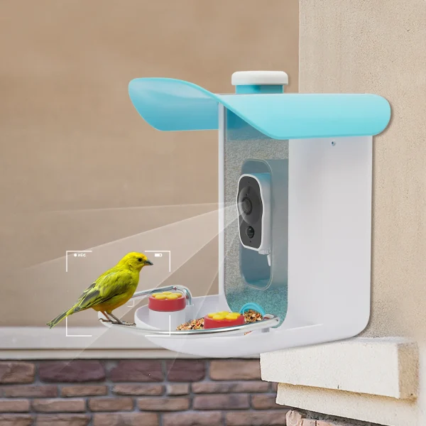 Outdoor Solar Smart Bird Feeder Camera 1080P 2MP 150° Wide Angle AI Recognition Birds Easy Installation for Wild Bird Watching