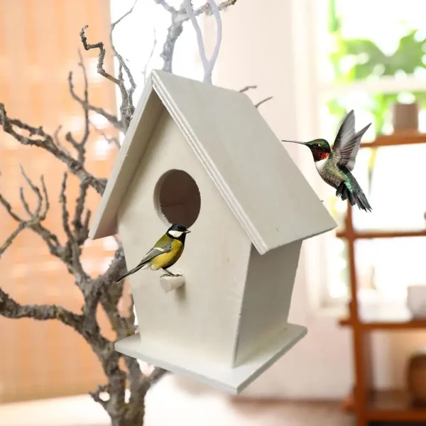 High-end Wooden Bird House For Outside To Paint Bird Nesting Box Handmade Birdhouse With Perch Diy Types Wall-Mounted Nest H3K6