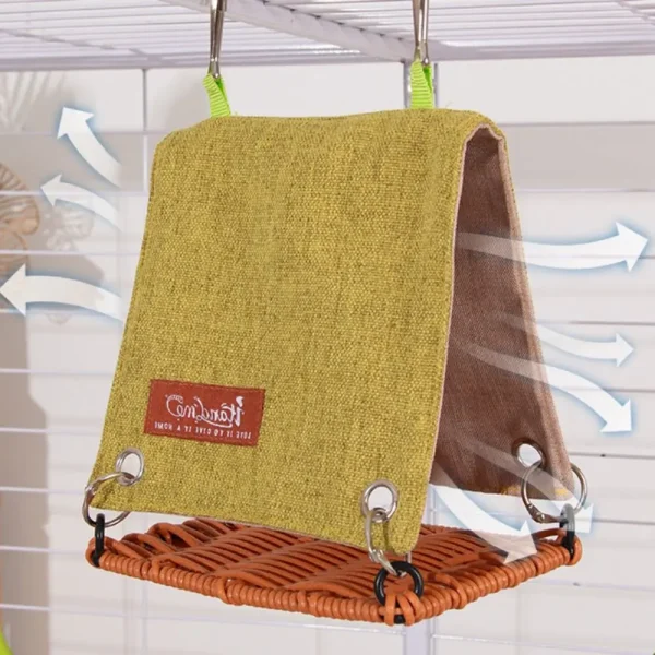 Bird Cage Accessories Hanging Bird Nest Weaving with Hooks Parrot Swing Hammock Cooling Bird House Summer