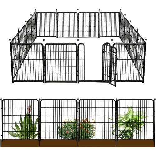 32 in(H)×26.6 Ft(L) 12 Panels, Heavy Duty Iron Animal Barrier Fence for Yard, Houses, Kennels