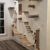 Cat Tree Wall Mounted Climbing Shelves Wooden Hammock with Ladder and Cat Bridge for Cat Perch Sleeping Pet Indoor Playground