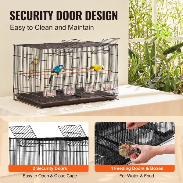 VEVOR 30Inch Flight Bird Cage Stackable Divided Small Animal Cage for Kinds of Birds Pet Travel Birdcage with Handle and Perches