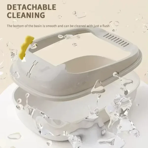 Large Capacity Cat Litter Box Cat Toilet Kitty Sandbox Cats Cleaning Basin Bathroom Semi Closed Splashproof Cats Tray Pet Supply