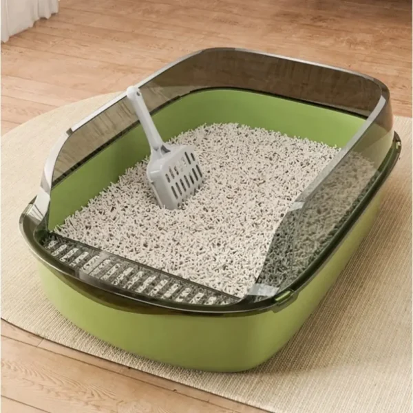 Large Capacity Cat Litter Box Splashproof Semi-enclosed Kitty Sandbox with Litter Scoop Cat Toilet Cleaning Basin Pet Supplies