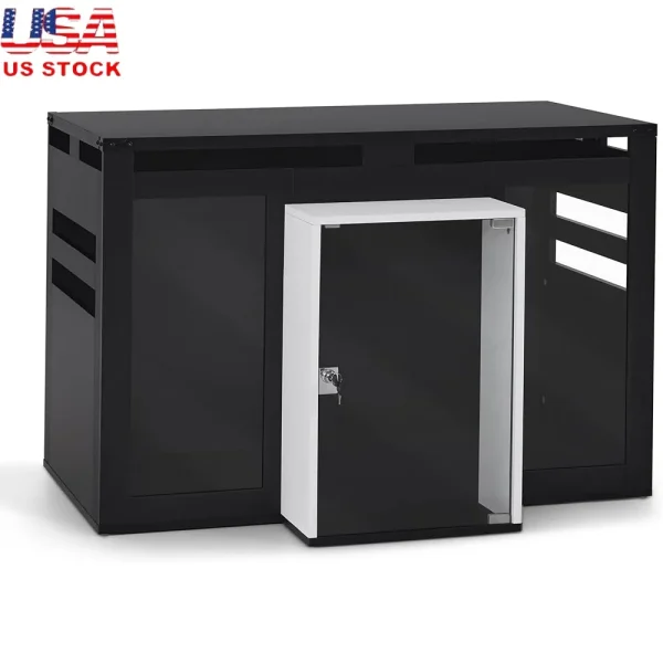 Wooden Dog Crate Indoor Furniture Villa Style Kennel with Glass Door and Acrylic Panels Lockable Dog House Medium Breeds