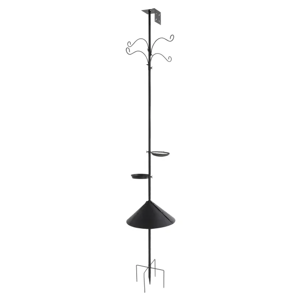 76in Bird Feeders Station Birdhouse Pole with Hooks Food Trays, Adjustable Bird Feeder Pole with Squirrel Proof Baffle