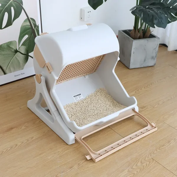 New Cat Semi-automatic Easy Cleaning Open Litter Basin Splash-proof Large Cat Toilet Pet Cleaning Supplies Simplicity