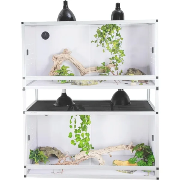 Reptile Enclosure 44''x20''x20''Stackable Space Efficient Large Reptile Terrarium 76 Gallons for Bearded Dragon