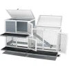 Two Floors 58" Wooden Indoor Bunny Hutch Rabbit Cage on Wheels Guinea Pig PET House for Small to Medium Animals