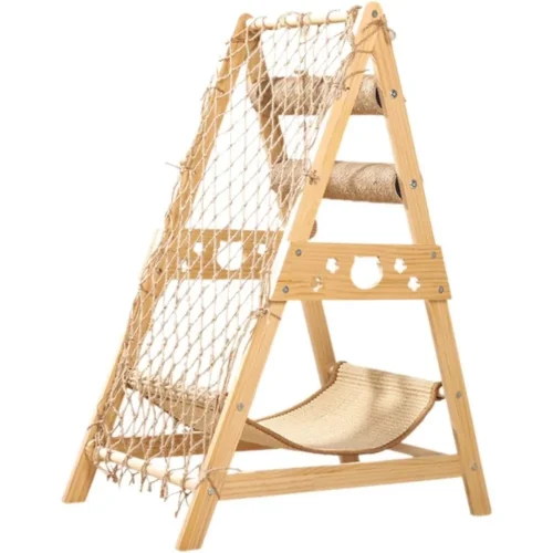 Cat Tower with Hammock Cat Tree for Indoor Cats Playground Scratching Post Dangling Ball for Climbing Playing Interaction