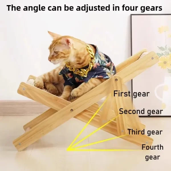 Pet Cat Bed Chair Home Use 4-speed Adjustable Wear-resistant Sisal Cat Scratching Board Foldable Breathable Pet Sofa Recliner
