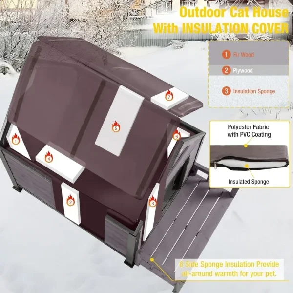 Outdoor Dog House, Waterproof Puppy Shelter Indoor Doghouse with Elevated Floor, Anti-Bite Design Dog Home for Small Medium Dog