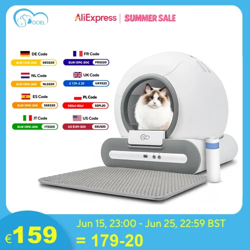 DOEL Automatic Cat Litter Box Self Cleaning with App Control & Cat Litter Mat Smart Cat Toilet for Multiple Large Cats