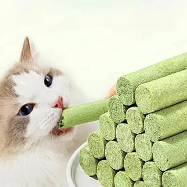5Pcs/Bag Cat Grass Teeth Grinding Stick Pet Snack Hairball Removal Mild Hair Cat Teeth Cleaning Stick Nutrition Fatten Pet Foods