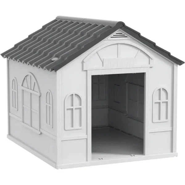 Water Resistant Dog House, Easy to Assemble Indoor Outdoor Shelter with Door for Medium and Small Dogs