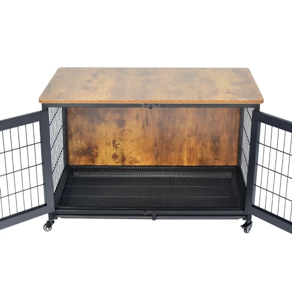 Luxury Wooden Dog Crate Furniture Wheels Dog House Kennel Pet Cages Houses