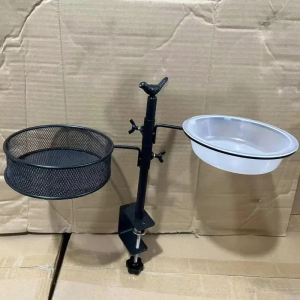 Railing Clamp Bird Feeder Adjustable Height Deck Bird Feeders With Clamp Bird Feeding Station Flower Pot Stand 360-Degree