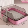 kf-S14911636e0f547e19d031331e3edb14aM Kitty Sandbox Cat Litter Box Semi-enclosed Splashproof Cat Tray Cat Toilet Cleaning Basin Supplies Pet Toilet Kitten Tray Bedpan