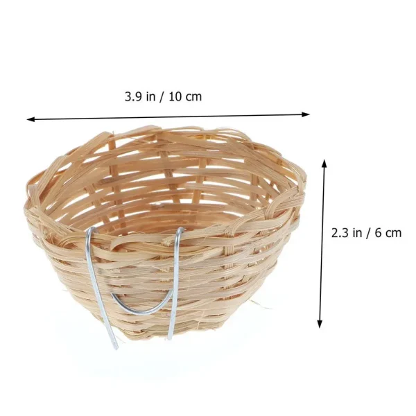 Handwoven Country Style Bird Nest For Pets Parrot Parakeet Bamboo Bird Nest Hollow Out Hanging Bird Cage Bamboo Nest With Hook