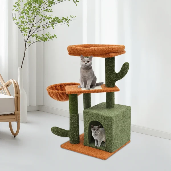 Cat Tree, Cat Tower for Indoor Cats,Cat Scratching Climbing Frame,2 Luxurious cat condo with Adjustable Large Hanging Baskets