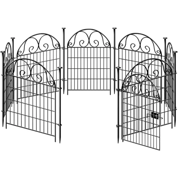 32 in(H)×27 in(L) 16 Panels Dog Digging Fence Barrier, Black Metal Temporary, Houses, Kennels