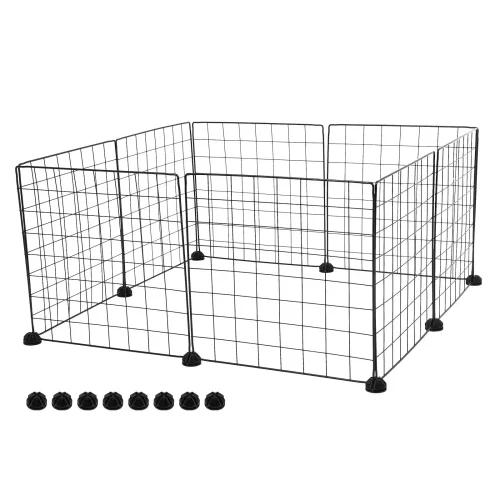 8pcs Small Animal Fence Playpen Cage Large Design Adjustable Size Portable Metal Yard Wire Grid Panel Pet Carrier Rabbit Guinea