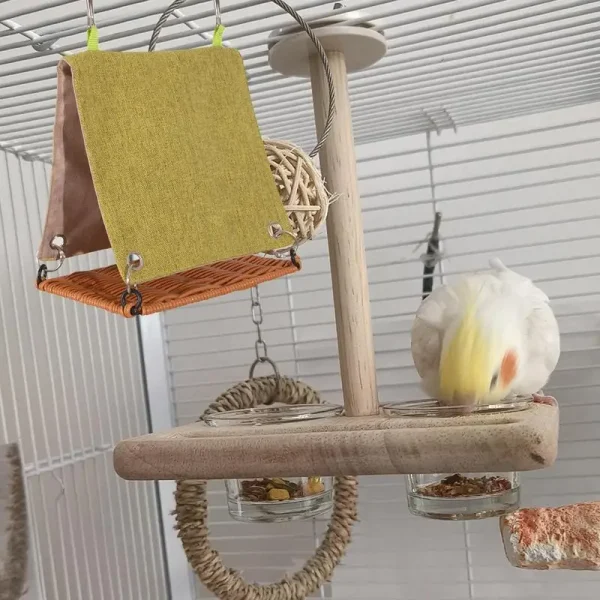 Bird House Parrot Sleeping Bed Scratch Resistant Imitate Rattan Swing Cage Accessory For Lovebirds Parakeet Cockatiels Budgies