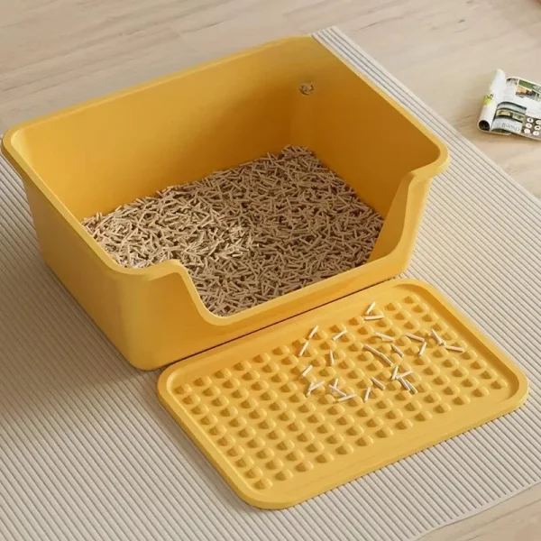 Large Capacity Cat Litter Box Semi-closed Plastic Anti-Splash Cats Toilet Bedpan Big Mac Oversized Cat Tray Bedpan Cat Toilets