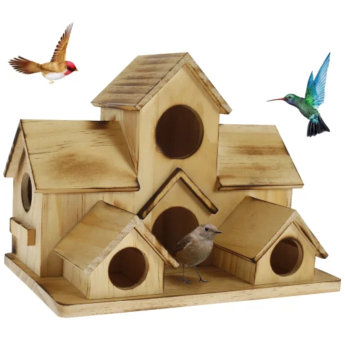 Wooden Bird House Natural Wood Birds Nest Outdoor Hanging Bird Parrot Breeding Cage Pet Bedroom Accessories Decoration New