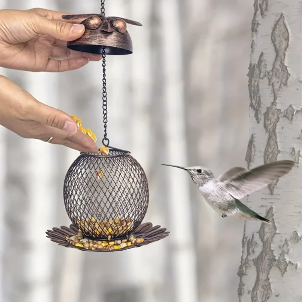 1pc Heavy Duty Copper Mesh Owl Shaped Wild Bird Feeder for Garden Yard Decor Window bird feeder Feeders bird Bird feeder cups