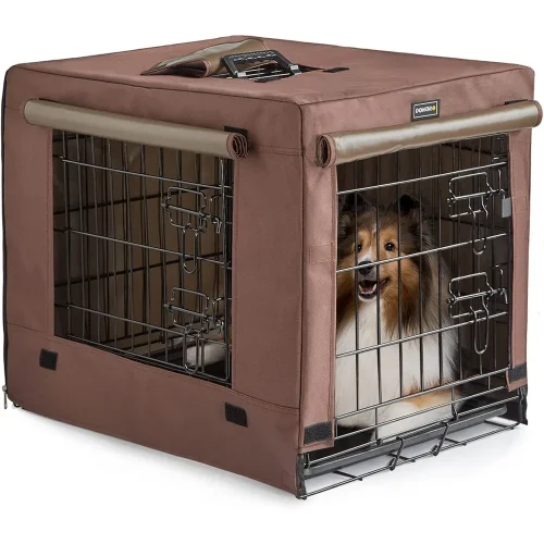 Double Door Dog Kennels & Houses for Puppy and Cats, Collapsible Metal Contour Dog Cages (30-Inch Kit), Kennels