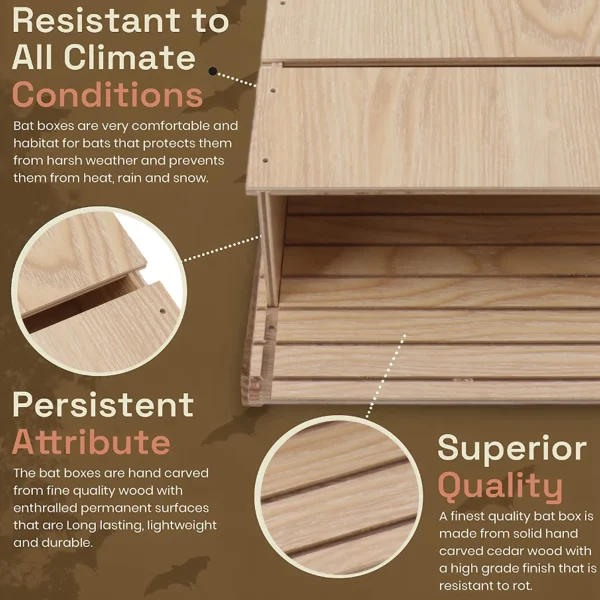 Bat House Single Storey Wooden Garden Eaves Bat Habitat Single Storey Bat House