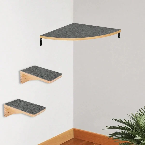 Cat Wall Furniture Corner Climbing Shelf Perches Cat Bed Wall Mounted with 2 Wide Steps Floating Stairs for Wall Indoor Cats