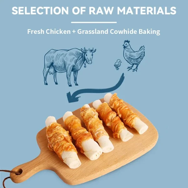 Pet Dog Snacks Chicken Teeth Cleaning and Grinding Stick Chicken Wrap Cowhide 100g Jerky Teddy Dog Snacks Pet Food Fresh Mouth