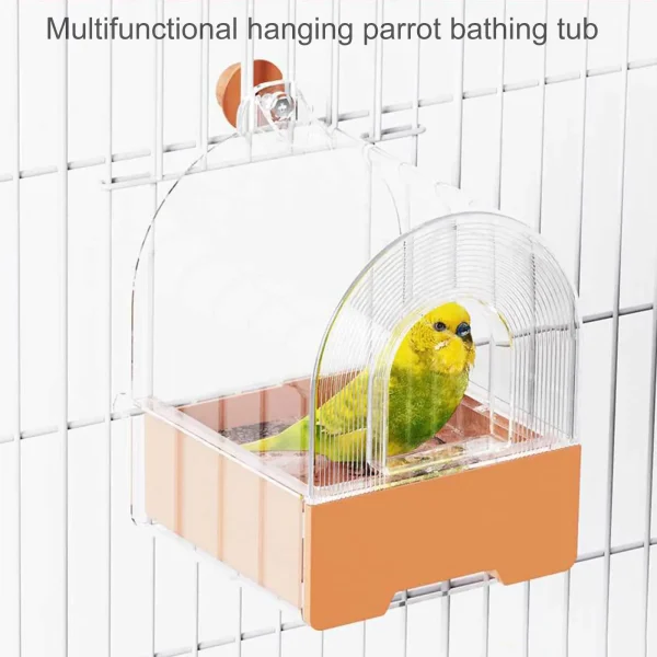 Clear Parrot Bathtub Shower Box Bird Bathtub with Screw Hooks Hanging Bird Bath Bird Bowl Bird House For Small and Medium Birds