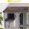 Catio Outdoor Cat Enclosure Window Box Wall Mounted Wooden Cat House Playground with Scratching Posts, Cat House