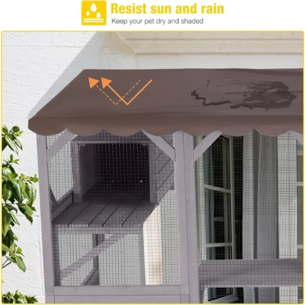 Catio Outdoor Cat Enclosure Window Box Wall Mounted Wooden Cat House Playground with Scratching Posts, Cat House