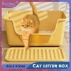 Large Capacity Cat Litter Box Semi-closed Plastic Anti-Splash Cats Toilet Bedpan Big Mac Oversized Cat Tray Bedpan Cat Toilets