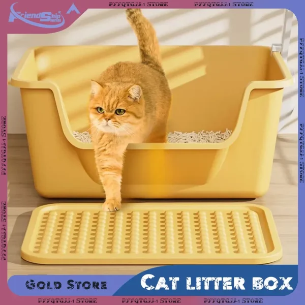 Large Capacity Cat Litter Box Semi-closed Plastic Anti-Splash Cats Toilet Bedpan Big Mac Oversized Cat Tray Bedpan Cat Toilets